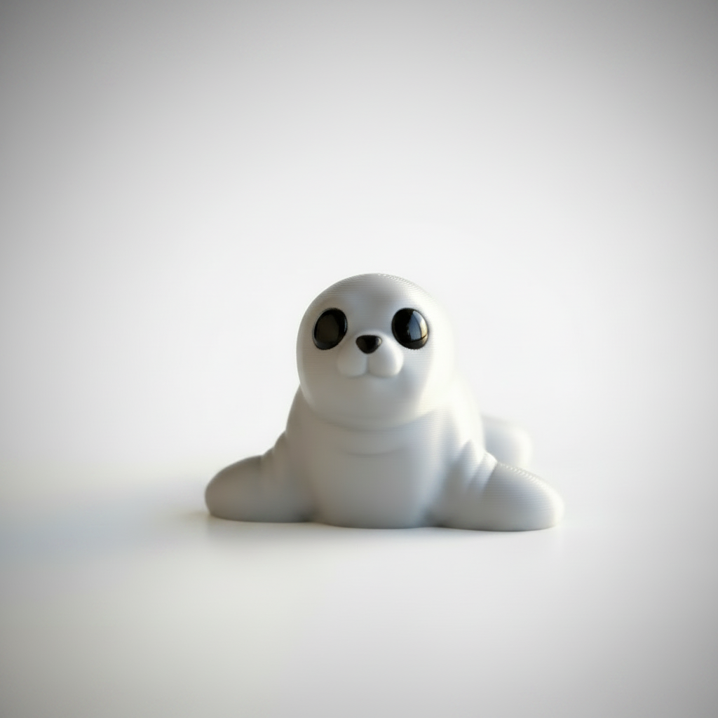 Foca articulada eco-friendly vista frontal | figura 3D biodegradable | ZIGGYS