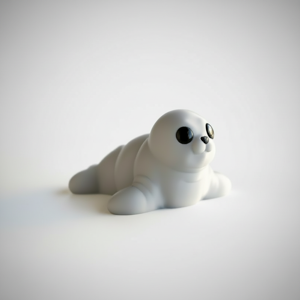 Foca articulada eco-friendly vista 3/4 | figura 3D biodegradable | ZIGGYS