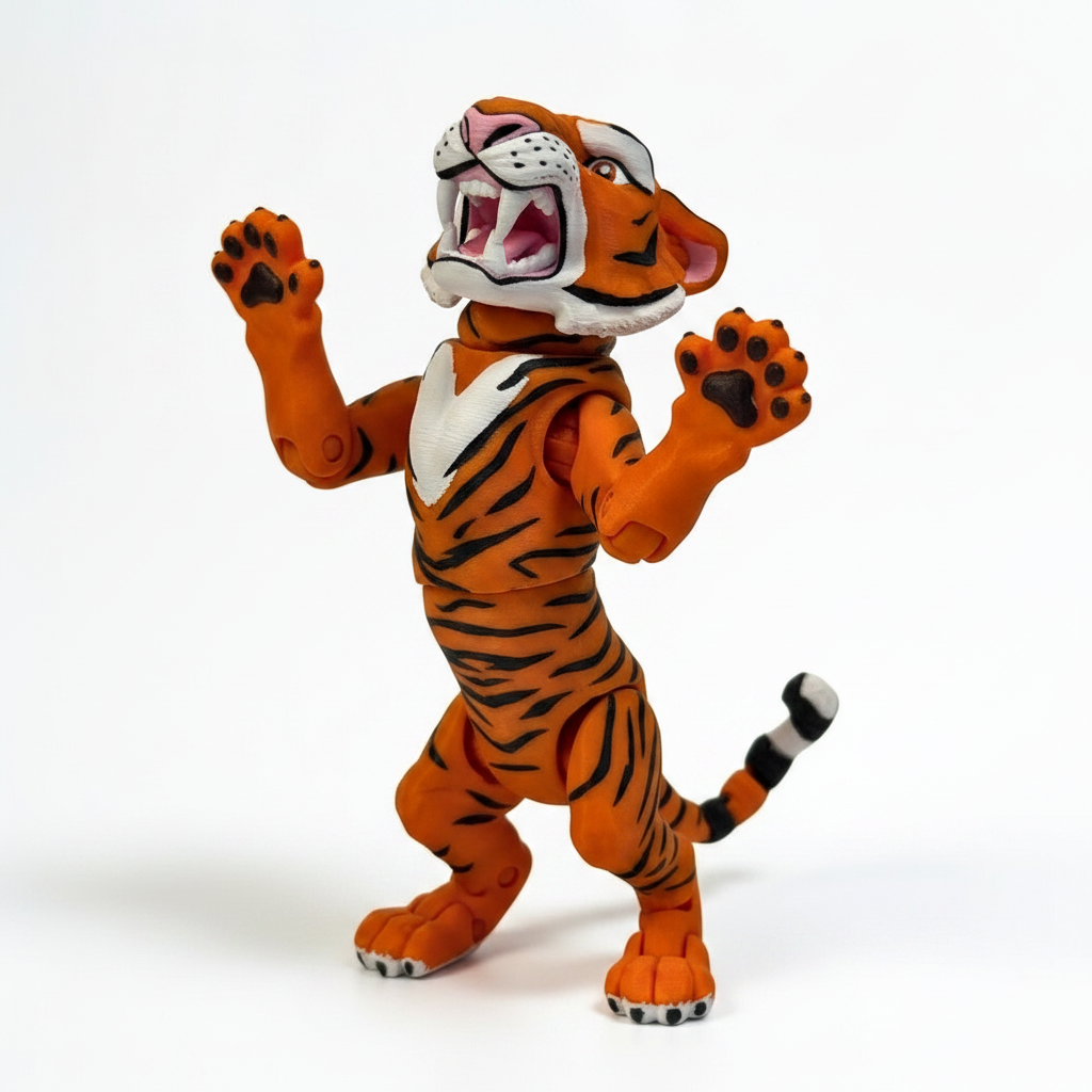 Tigre articulado eco-friendly impreso en 3D | figura coleccionable biodegradable