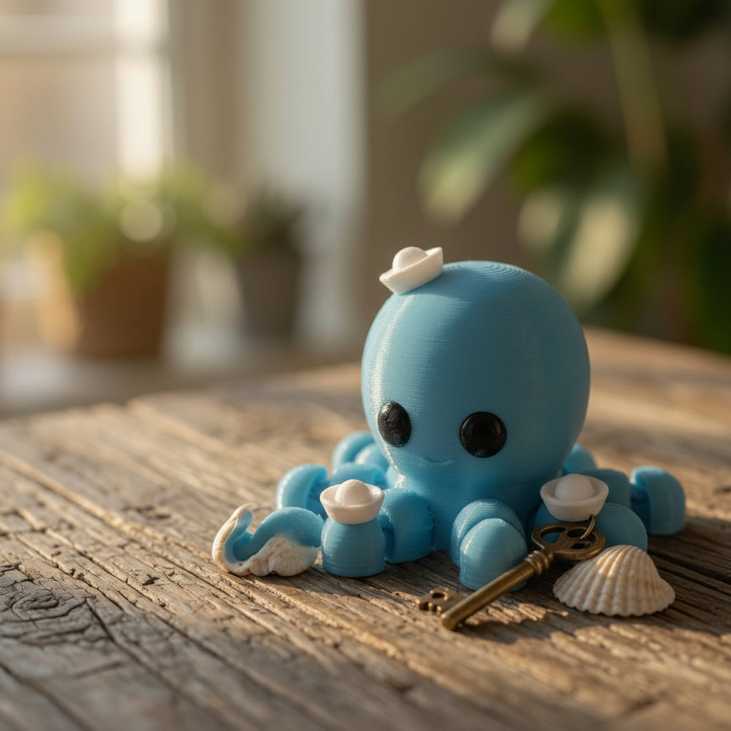 Pulpo articulado eco-friendly impreso en 3D | figura coleccionable biodegradable
