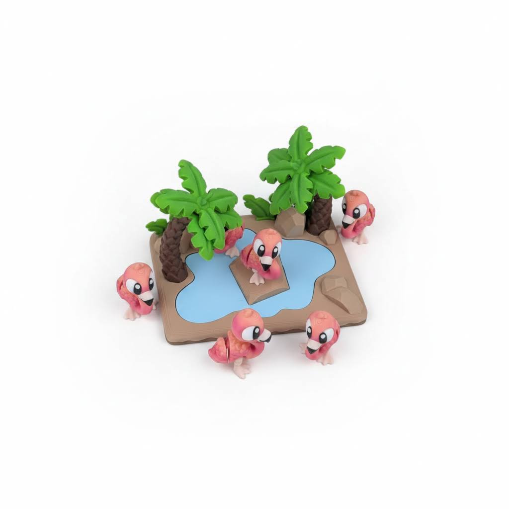 Flamenco articulado eco-friendly premium Ziggys — figura coleccionable biodegradable