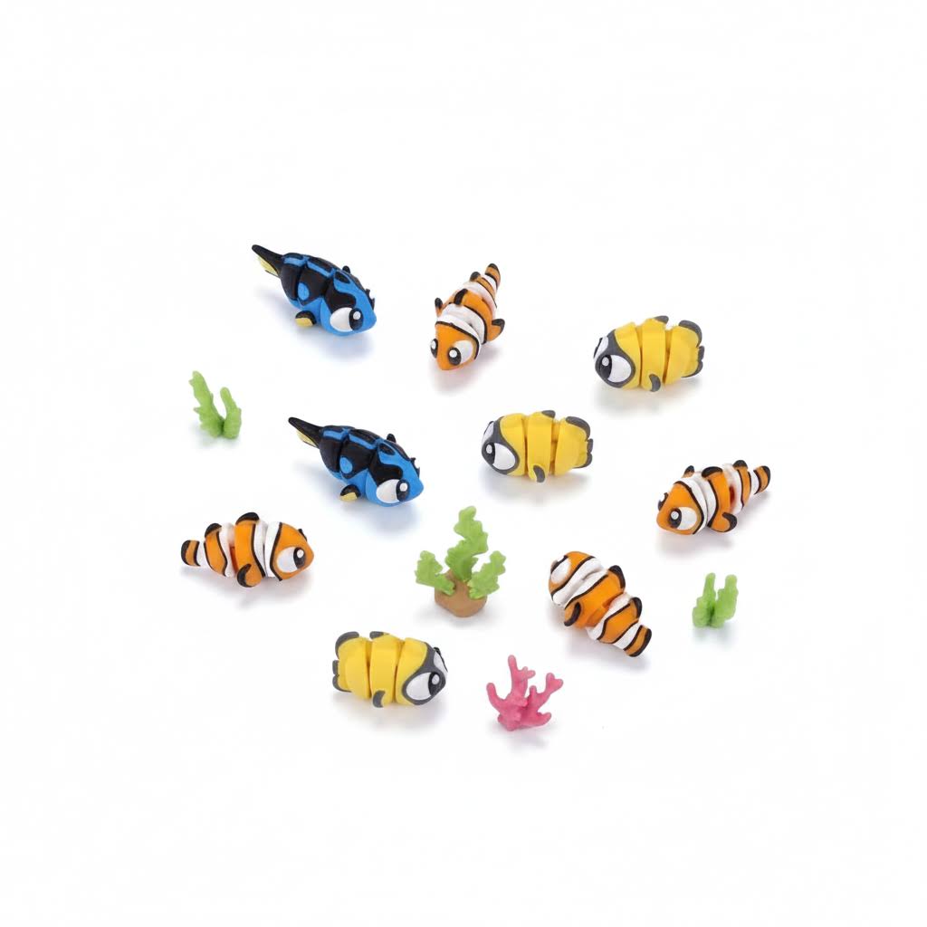 Pez tropical articulado eco-friendly premium Ziggys — figura coleccionable biodegradable