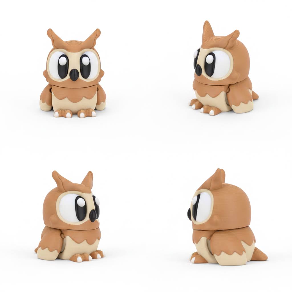 Búho articulado eco-friendly premium Ziggys — figura coleccionable biodegradabl