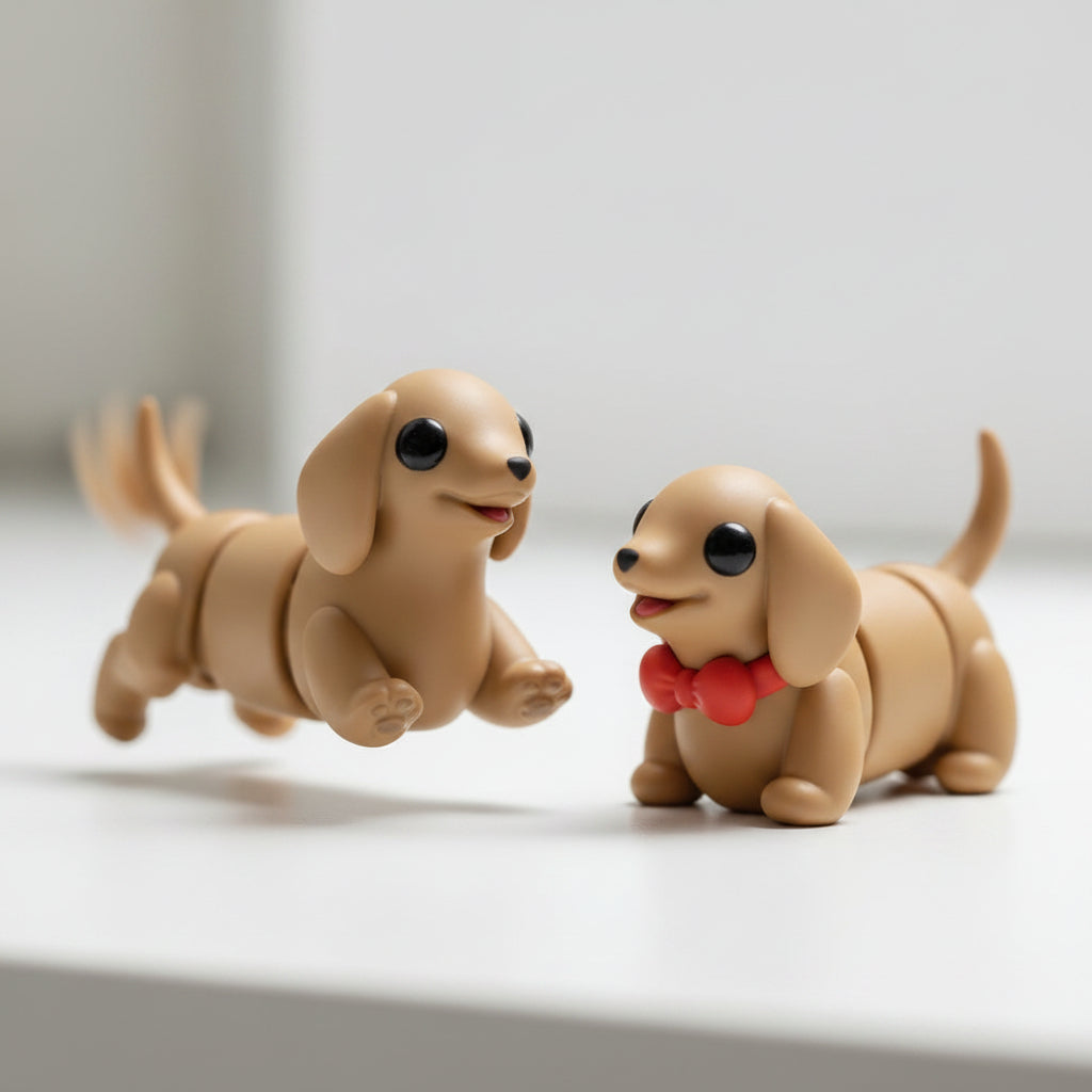 Perro Salchicha articulado eco-friendly impreso en 3D | figura coleccionable biodegradable