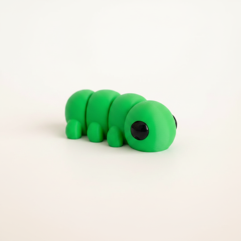 Gusanillo articulado eco-friendly impreso en 3D | figura coleccionable biodegradable