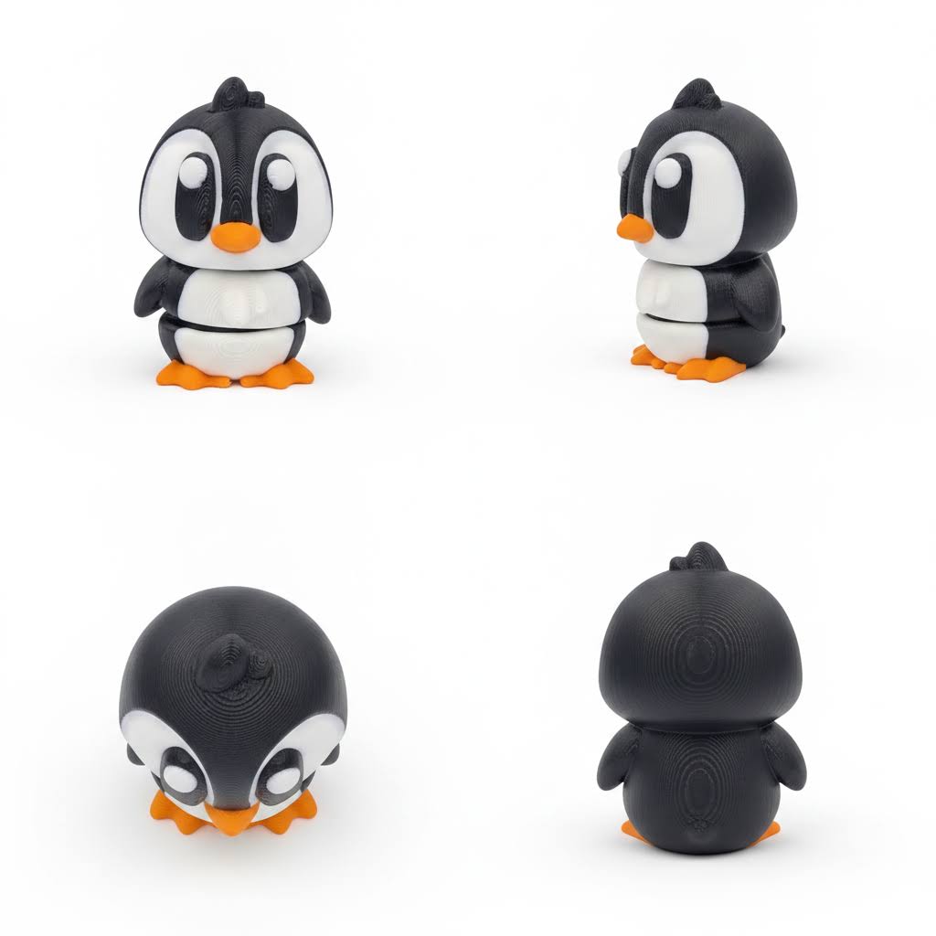 Pingüino articulado eco-friendly premium Ziggys — figura coleccionable biodegradable